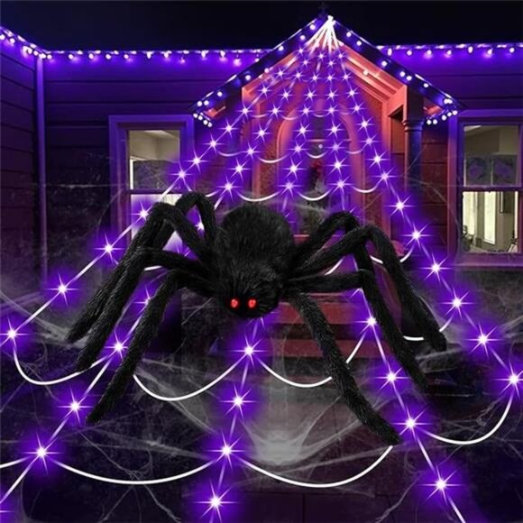 Halloween Decorations Spider Web Lights, 250 LED 16.4Ft Light Up Spider Web - Picture 7 of 7